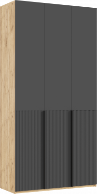 Марвэл Шкаф 3-х створчатый 1200, Браш Графит, Дуб Крафт