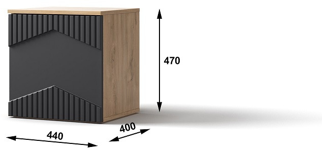 Тумба прикроватная (правое исп.) "Оливия" - Дуб наварра/Шагрень черная