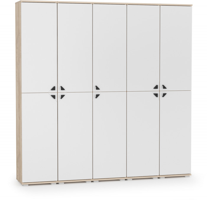 КР100 Бостон № 50, цвет дуб эндгрейн элегантный/фасады МДФ милк рикамо софт, 13.154+13.154+13.154+13.154+13.154, ШхГхВ 193х35,1х194,4 см., ун. сборка