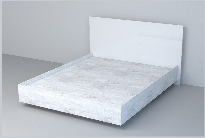 Кровать 1,6 арт.031 (ЛДСП) ЛН. (Бетон Светлый/Белый Глянец)