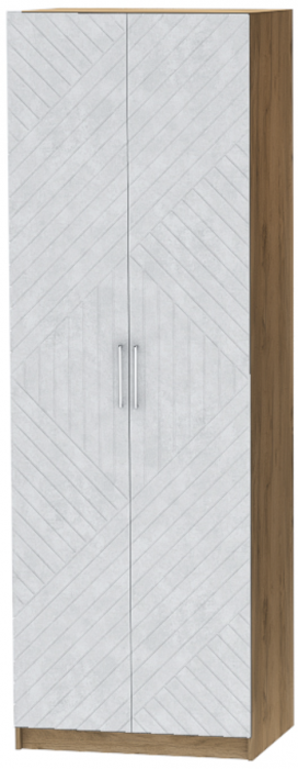 Шкаф двухдверный №1 "Иннэс-7" - Крафт золотой/Бетон снежный