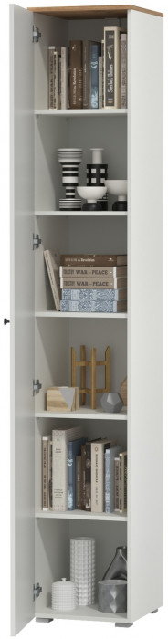 Остин 13.227 Шкаф-пенал, цвет белый шагрень/дуб крафт золотой, ШхГхВ 40х41,8х229,8 см., универсальная сборка