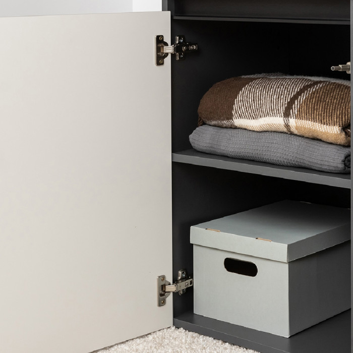 Сидней 13.200 Шкаф 2 штуки + Шкаф-витрина 13.201, цвет корпус: антрацит/фасады: МДФ веллюто капучино/стекло, ШхГхВ 150х41,3х205,2 см., универс. сб.