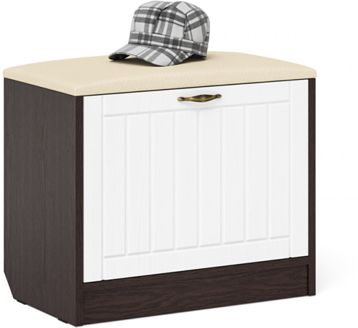 Прихожая П-6 Компоновка № 07, цвет венге/фасады МДФ белое дерево фрезеровка прованс, ШхГхВ 180х50х210 см., универсальная сборка