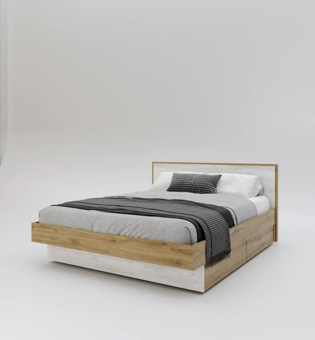 Кровать КИНГ-САЙЗ 180х200 "Мишель" - Дуб наварра/Бетон пайн светлый