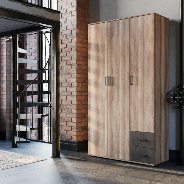 НЕЛЬСОН ШК 01 (СОЛО-1) Шкаф (1.200х2,200х0,500) дуб каньон/железный камень