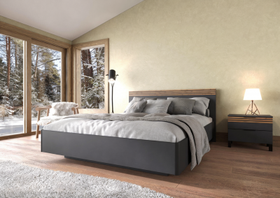 Модульная спальня Нао, набор №6, Графит/Профиль МДФ Дуб вотан