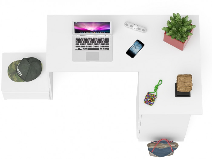 Мори Стол компьютерный МС-16 правый + Тумба ТМП400.1, цвет белый, ШхГхВ 164,8х84,9х76,6 см., выдвижные ящики справа, НЕ универсальная сборка