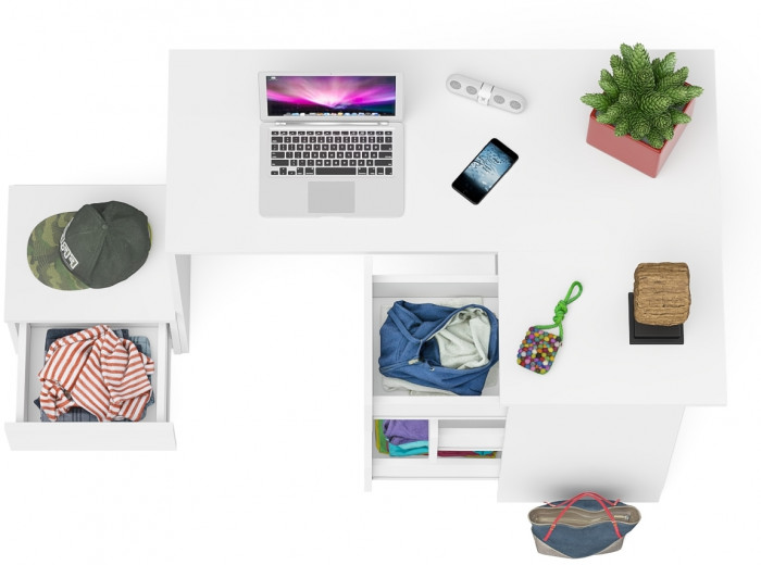 Мори Стол компьютерный МС-16 правый + Тумба ТМП400.1, цвет белый, ШхГхВ 164,8х84,9х76,6 см., выдвижные ящики справа, НЕ универсальная сборка