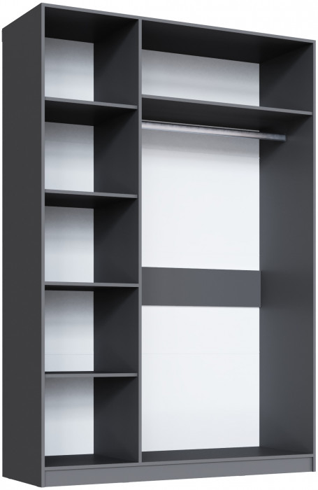 Шкаф 3-х створчатый Апполия, Графит серый/Лунный кратер