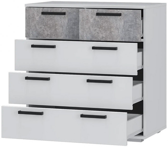 Комод Стандарт-5, Белый, Цемент светлый