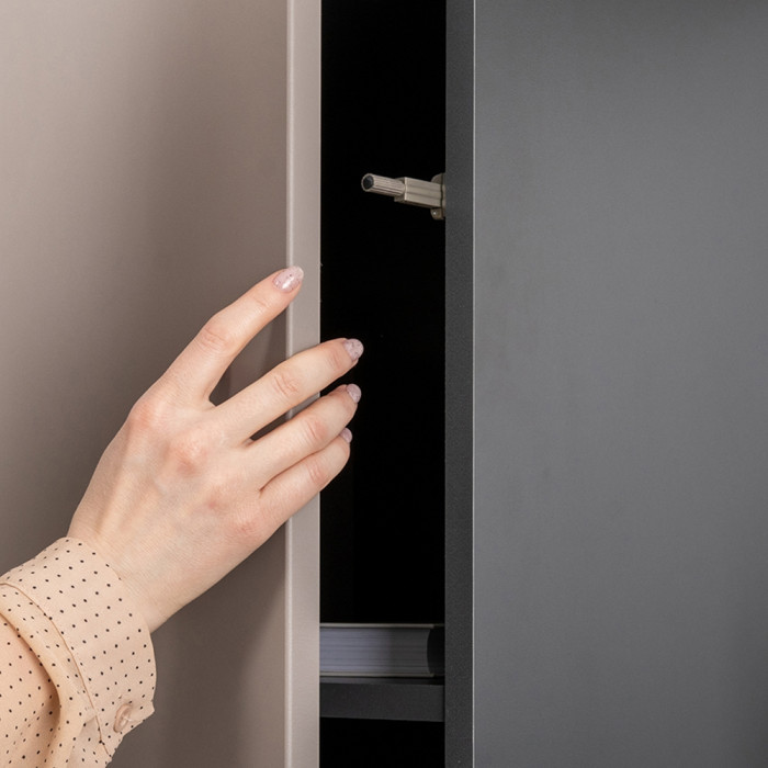 Сидней 13.200 Шкаф, цвет корпус: антрацит/фасады: МДФ веллюто капучино, ШхГхВ 50х41,3х205,2 см., универсальная сборка