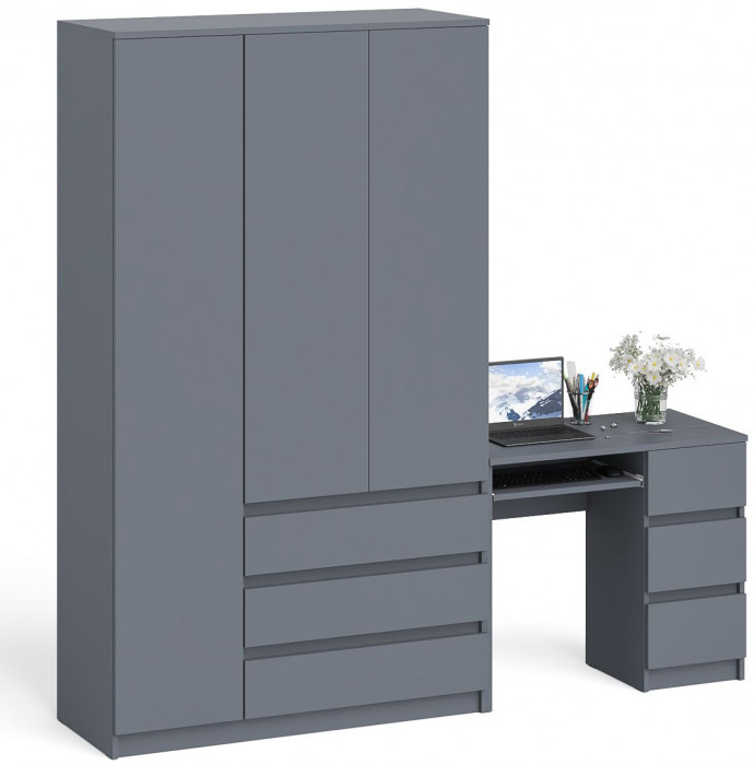 Мори Стол компьютерный МС-6 правый + Шкаф МШ1200.1, цвет графит, ШхГхВ 210,4х50,4х209,6 см., выдвижные ящики справа, НЕ универсальная сборка