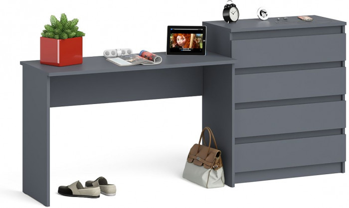 Мори Стол письменный МСП1200.1 + Комод МК800.4, цвет графит, ШхГхВ 200,8х50х94 см., универсальная сборка