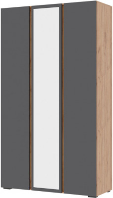 Хелен ШК 02 Шкаф 3х створчатый с зеркалом (1,200х2,100х0,460) серый графит/дуб крафт золото