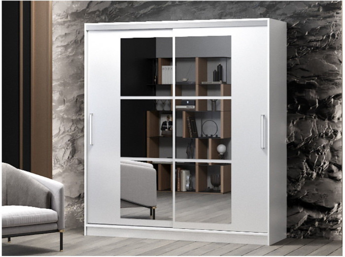 Шкаф-купе Альянс-10 ЛДСП 1700 + зеркала (Белый)