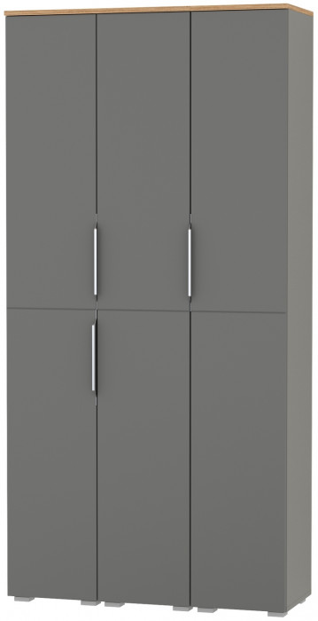 Октава 13.228 Шкаф-пенал + 13.228 Пенал + 13.228 Пенал, цвет серый графит/дуб крафт золотой/фасады МДФ серый графит, ШхГхВ 96,6х35,3х197,6 см, ун. сб.