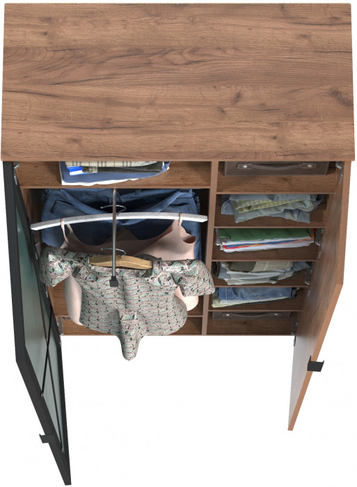 Гранд 13.226 Шкаф, цвет дуб крафт табачный, ШхГхВ 82х38,7х203,6 см., универсальная сборка