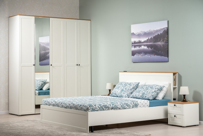 Остин 13.336.03 Шкаф для одежды(три двери, на средней есть зеркало), цвет белый шагрень/дуб крафт золотой, ШхГхВ 120х54,6х229,8 см., ун. сборка