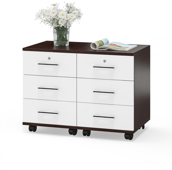 Две тумбы выкатных С-МД-3-02, цвет венге/белый шагрень, ШхГхВ 80х45х59 см.