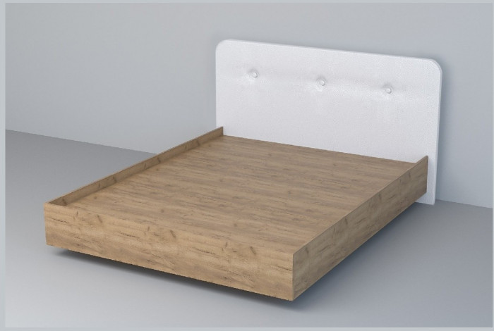 Кровать 1,6 арт.031 (Пуговицы) ЛН. (Бетон Светлый/Стальной Серый)