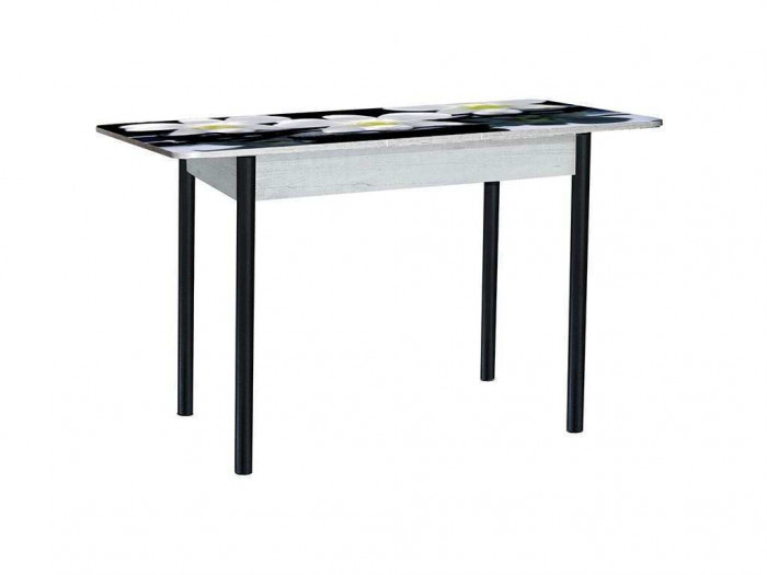 Нью йорк фотопечать стол обеденный раздвижной / орхидея на черных камнях/бетон белый/черный