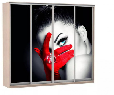 Шкаф купе Модерн 2362х450 4-х дверный 4-х секционный фотопечать №1 ясень