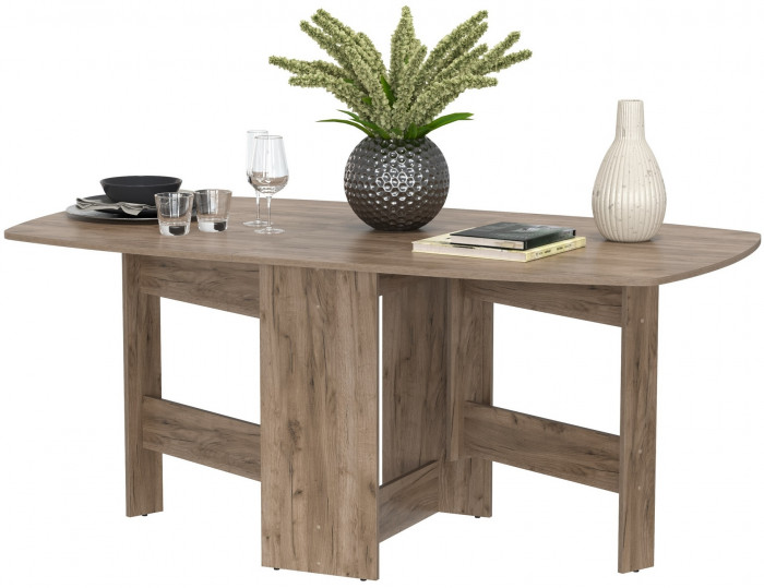 Стол-книжка раскладной 1-65М1дкт, цвет дуб крафт табачный, ШхГхВ 170х90х74 см., 30х90х74 см. сложенный