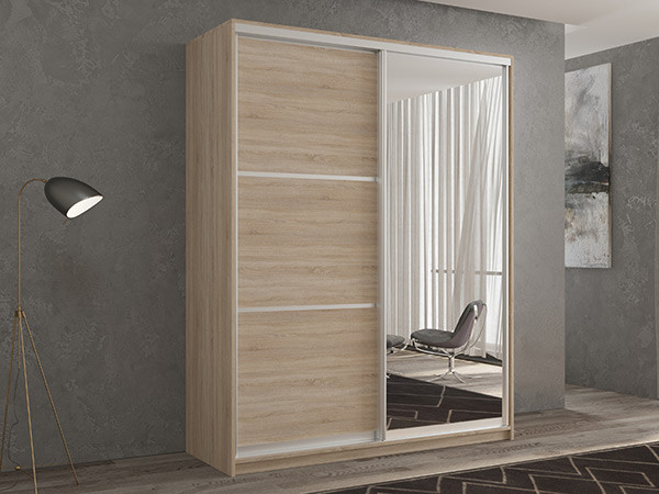 Шкаф-купе Кааппи 2 Сонома Светлый 160х45х230 см