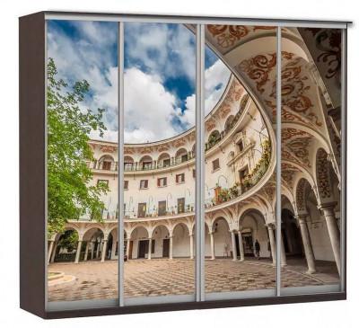 Шкаф купе Модерн 2362х450 4-х дверный 4-х секционный фотопечать №2 венге