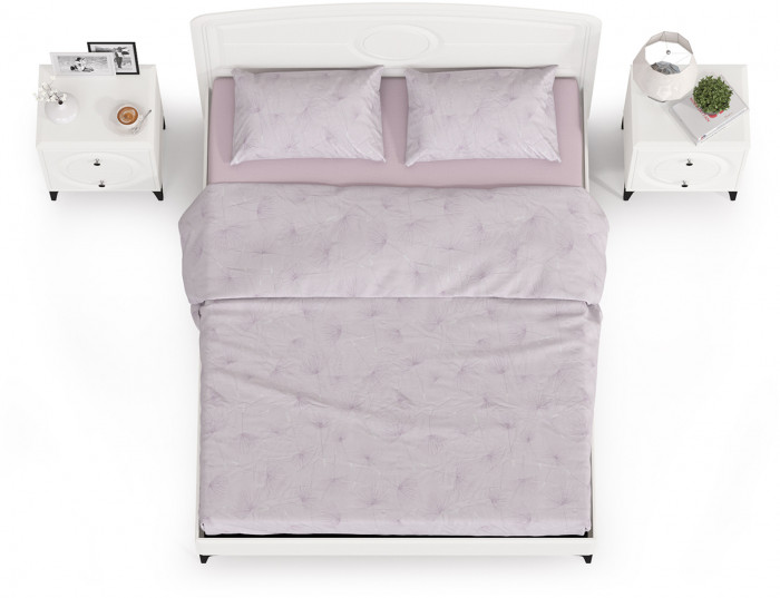 Валенсия Спальня 11.36.01 Кровать + ортопед + две 13.291 Тумбы, цвет ЛДСП белый шагрень/МДФ белый шагрень, ШхГхВ 270х204х115,3 см, 1600х2000 мм., б/м