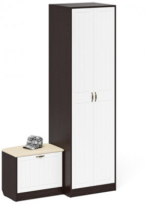 Прихожая П-6 Компоновка № 10, цвет венге/фасады МДФ белое дерево фрезеровка прованс, ШхГхВ 120х50х210 см., универсальная сборка