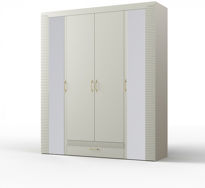 Шкаф 4-х дверный с ящиком "Карлин" - Персидский жемчуг/Шаде песочный