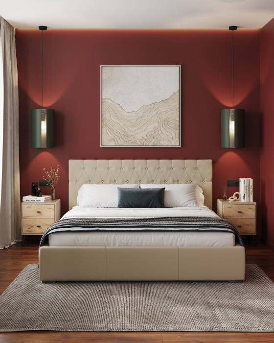 Октавия Кровать интерьерная 180 бежевый ромб, ортопед