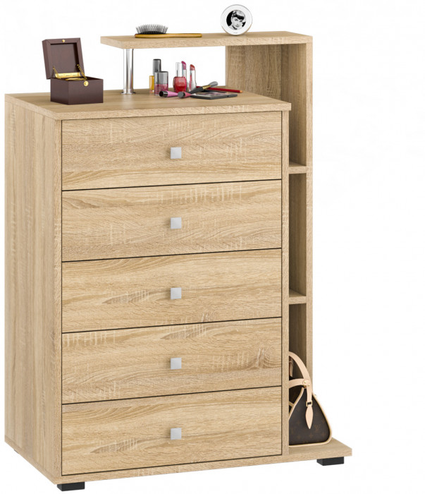 Камелия Комод + Зеркало, цвет дуб сонома, ШхГхВ 80х46,8х178 см., НЕ универсальная сборка