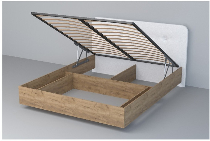 Кровать 1,6 арт.031 (Пуговицы) ПМ (Бетон Светлый/Стальной Серый)