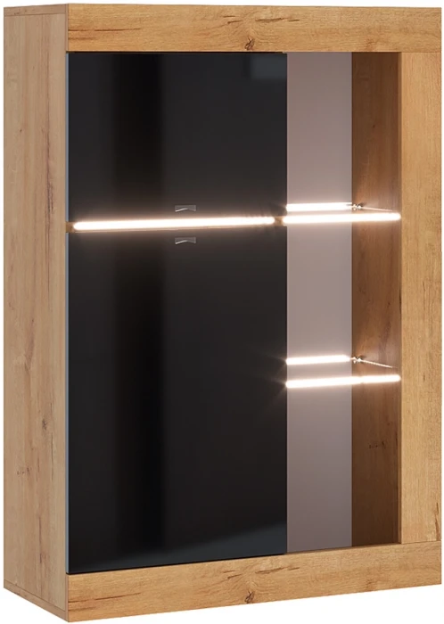 Прага Модульная Гостиная, вариант №4, вотан/Черный глянец