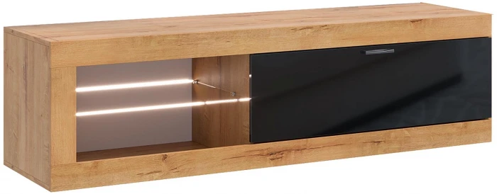 Прага Модульная Гостиная, вариант №4, вотан/Черный глянец