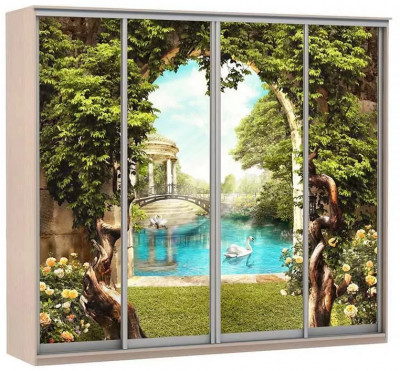 Шкаф купе Модерн 2362х450 4-х дверный 4-х секционный фотопечать №3 ясень