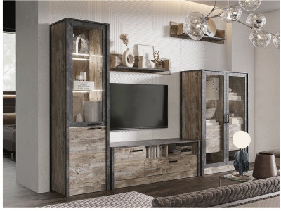 Модульная гостиная Амели (Дуб Юкон / Бетон темный)