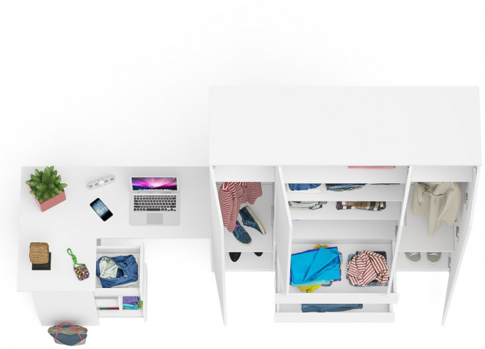 Мори компьютерный стол МС-16 левый + Шкаф МШ1600.1, белый