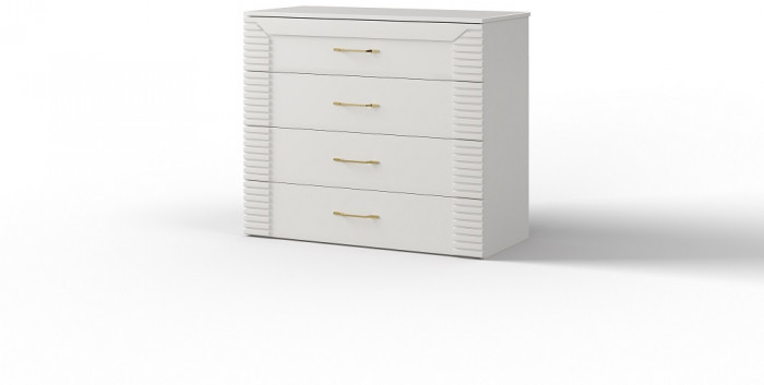 Комод четырехъящечный "Карлин" - Белый текстурный/Корунд джелато