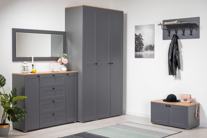 Остин 15.12 Вешалка, цвет серый графит, ШхГхВ 79,7х29,6х39,7 см.