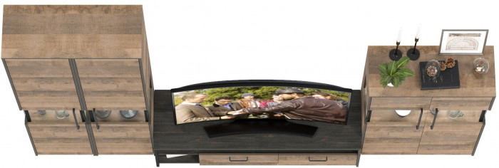 Трувор Гостиная 040, цвет дуб гранж песочный/интра, ШхГхВ 325,2х45,4х210 см., универсальная сборка