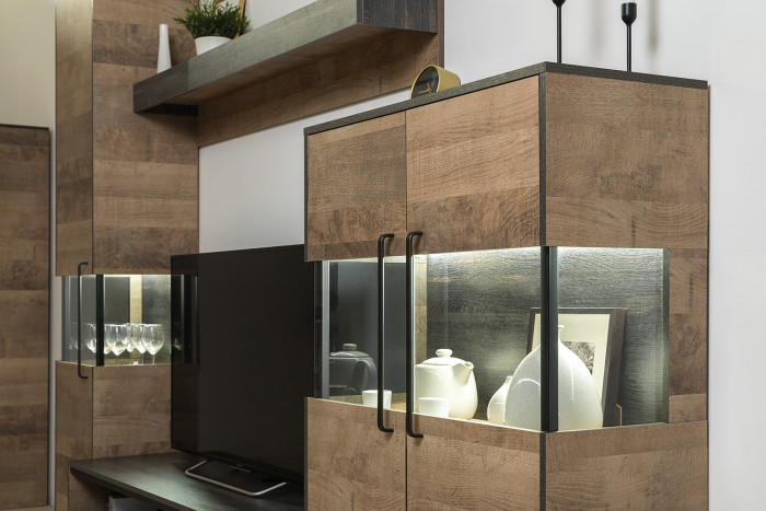 Трувор Гостиная 040, цвет дуб гранж песочный/интра, ШхГхВ 325,2х45,4х210 см., универсальная сборка