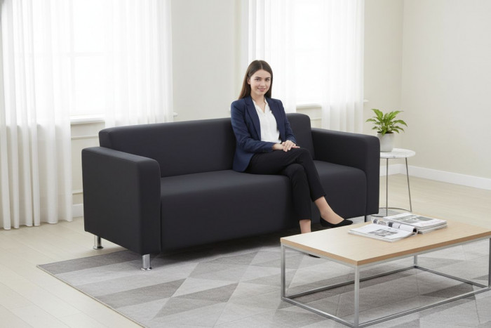 Диван прямой Томи, 180х78х75 см, велюр, черный