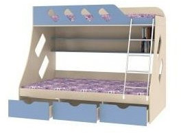 Дельта-20.01 Детская двухъярусная кровать с лестницей (Мультицвет, Белый)