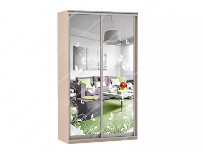 Шкаф купе Модерн 905х450 2-х дверный зеркальный с пескоструем №4 ясень