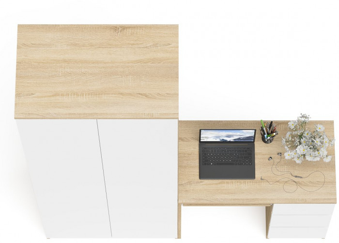 Мори Стол компьютерный МС-6 правый + Шкаф МШ800.1, цвет дуб сонома/белый, ШхГхВ 170,4х50,4х209,6 см., выдвижные ящики справа, НЕ универсальная сборка