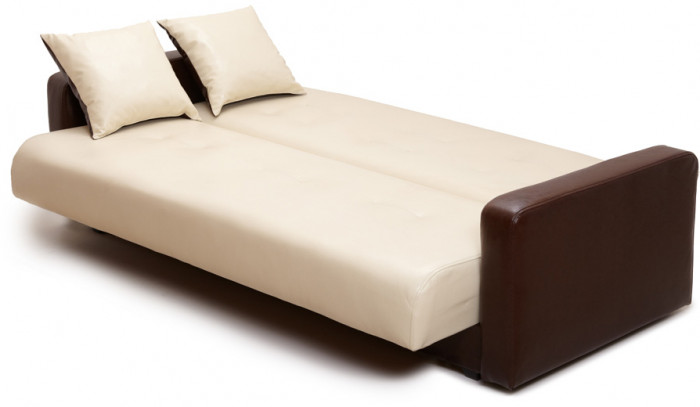 Диван-книжка Аккорд 120х190, экокожа коричнево-бежевый